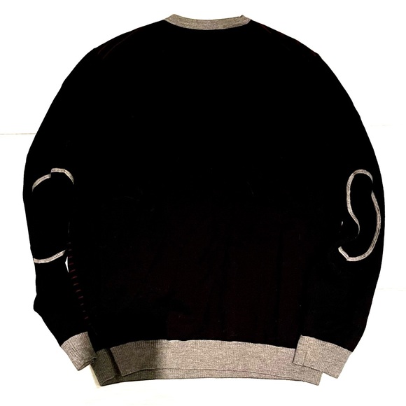 BOSS by Hugo Boss knit sweater. Black with red stripes and elbow pad detail. - Picture 4 of 4